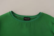 Pull Col Rond Manches Longues En Soie Vert