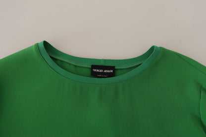 Pull Col Rond Manches Longues En Soie Vert