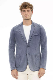 Blue Cotton Mens Blazer