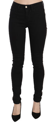 Chic Mid Waist Skinny Black Denim