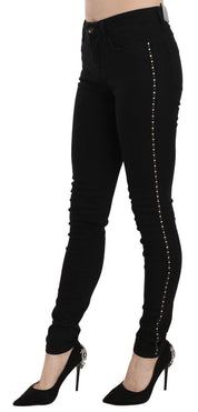 Chic Mid Waist Skinny Black Denim