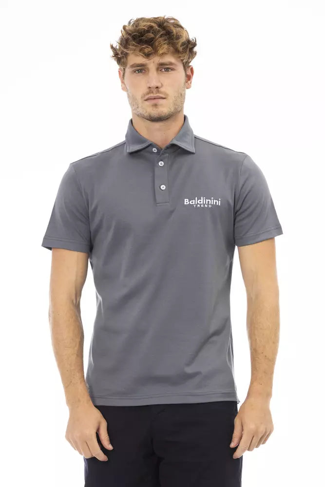 Graues Baumwoll-Poloshirt