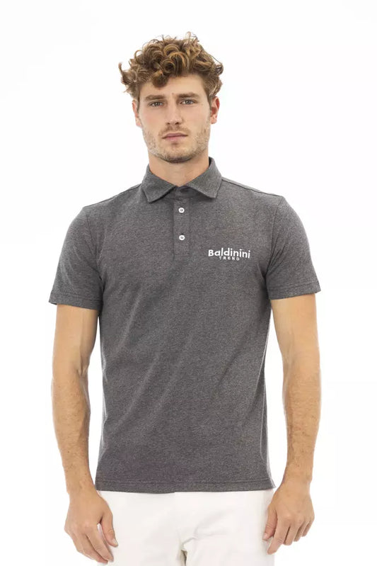 Graues Baumwoll-Poloshirt