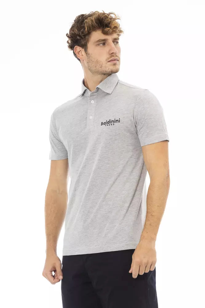 Graues Baumwoll-Poloshirt