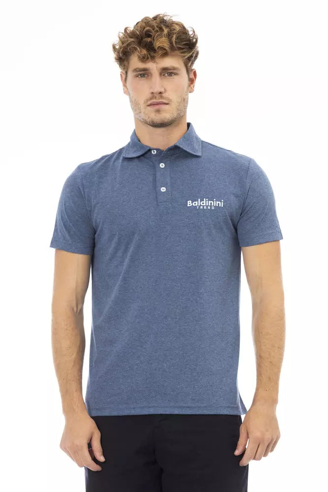 Blue Cotton Men Polo