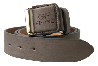 Ceinture en cuir marron à boucle avec logo tendance