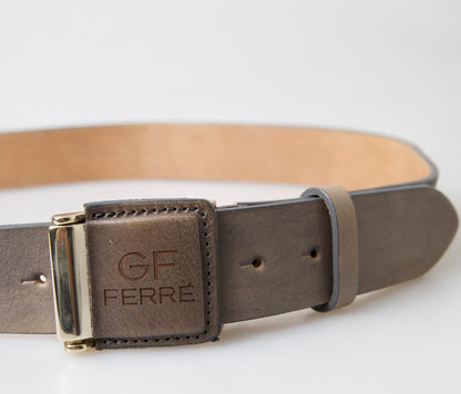 Ceinture en cuir marron à boucle avec logo tendance