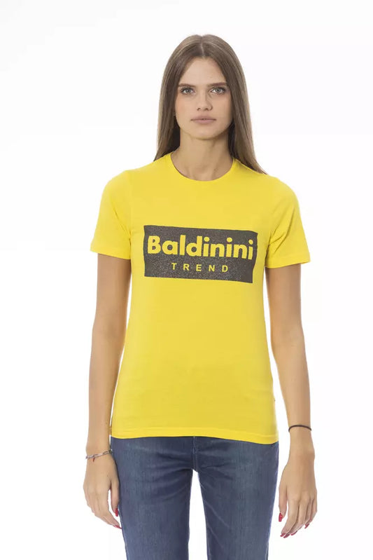 Yellow Cotton Women T-Shirt