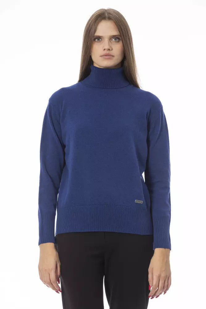 Blauer Wollpullover