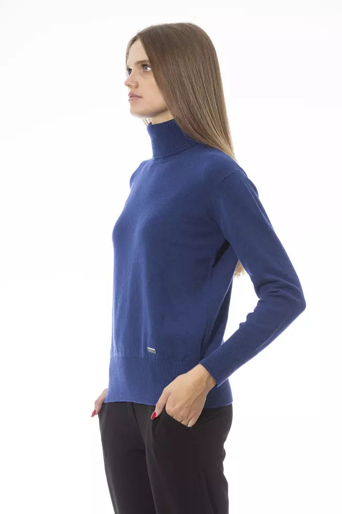 Blauer Wollpullover