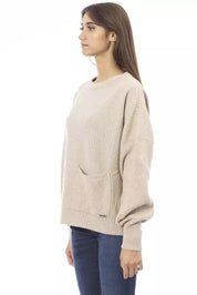 Beigefarbener Wollpullover