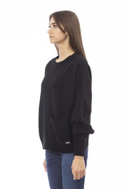 Schwarzer Wollpullover