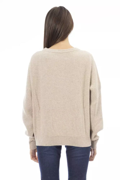 Pull en laine beige