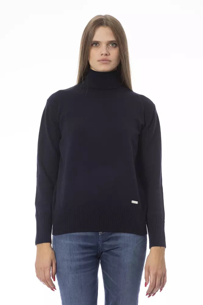 Blauer Wollpullover