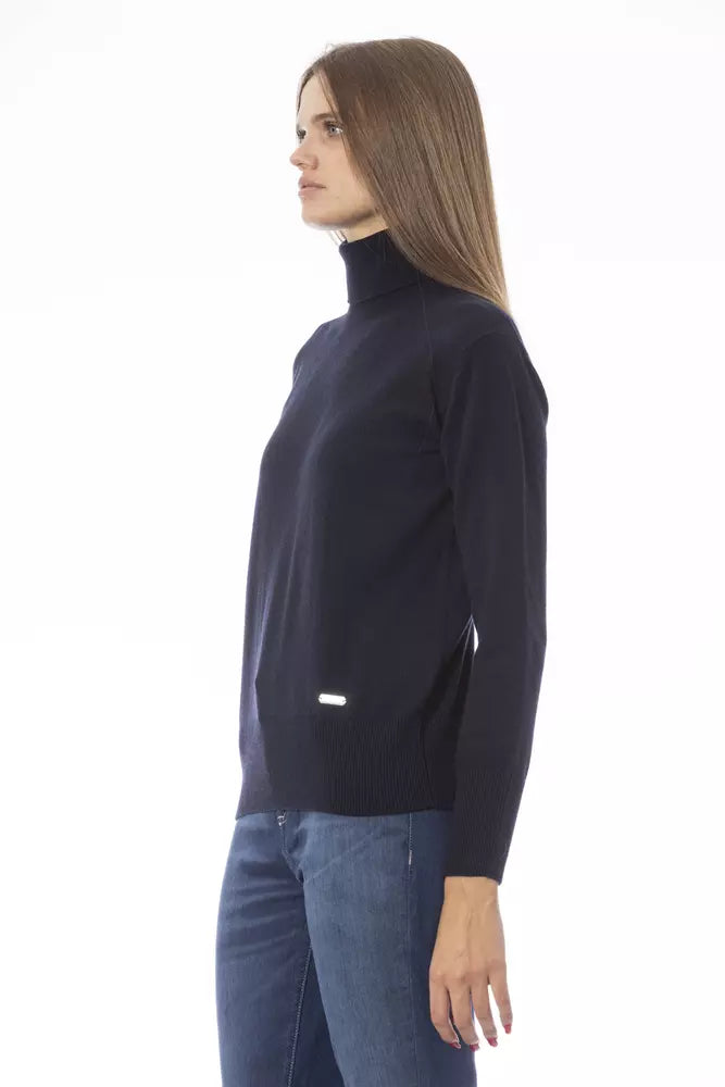 Blauer Wollpullover