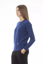 Blauer Wollpullover