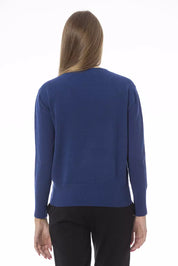 Blauer Wollpullover