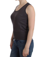 Elegant Sleeveless Brown Knit Top