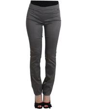 Chic Gray Slim-Fit Designer Pants