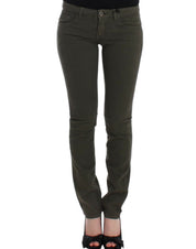 Chic Green Slim Leg Designer Jeans