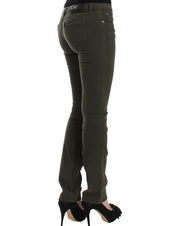 Chic Green Slim Leg Designer Jeans