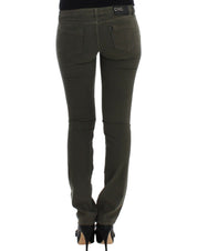 Chic Green Slim Leg Designer Jeans