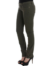 Chic Green Slim Leg Designer Jeans