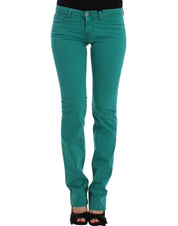 Chic Green Straight Leg Jeans for Sophisticated Style