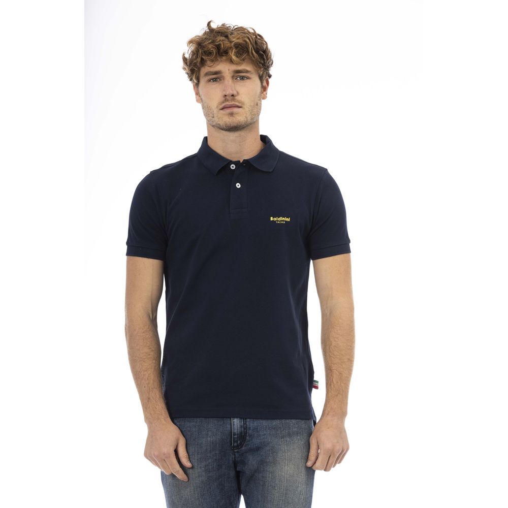 Blue Cotton Men Polo Shirt