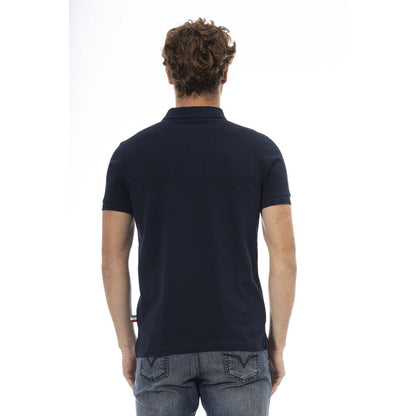 Blue Cotton Men Polo Shirt