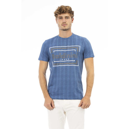 Blue Cotton Men T-Shirt