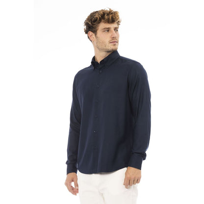 Blue Cotton Men Shirt