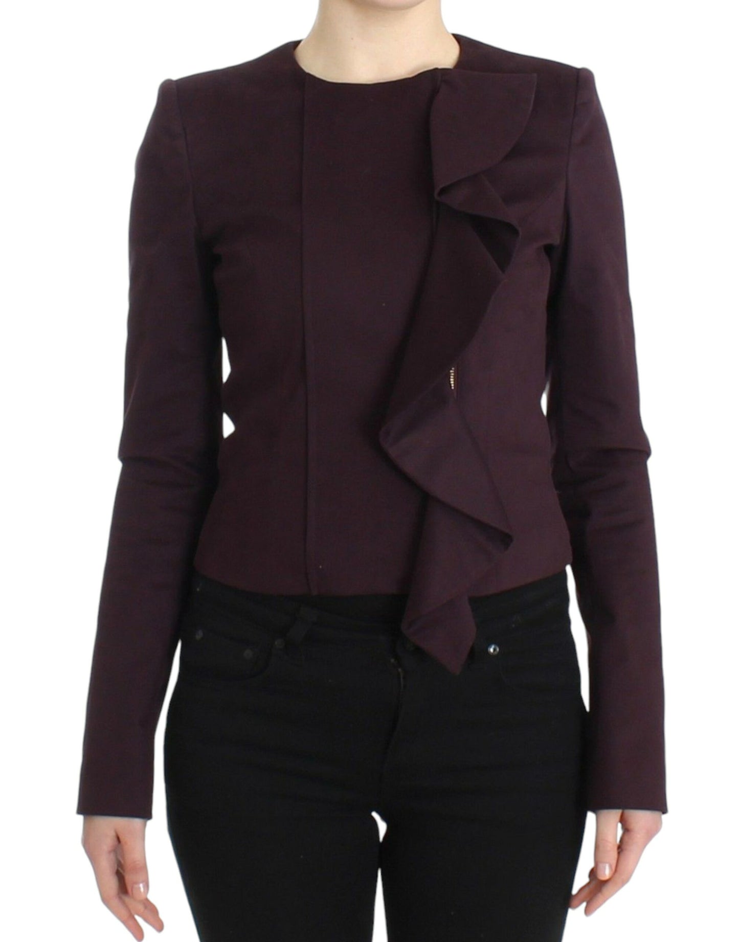 Lila geraffte Jacke Mantel Blazer kurz