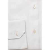 Elegant White Cotton French Collar Shirt