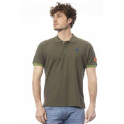 Green Cotton Men Polo Shirt