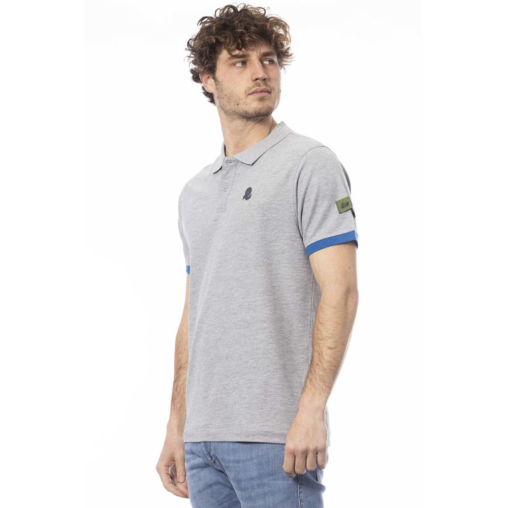 Gray Cotton Men Polo Shirt