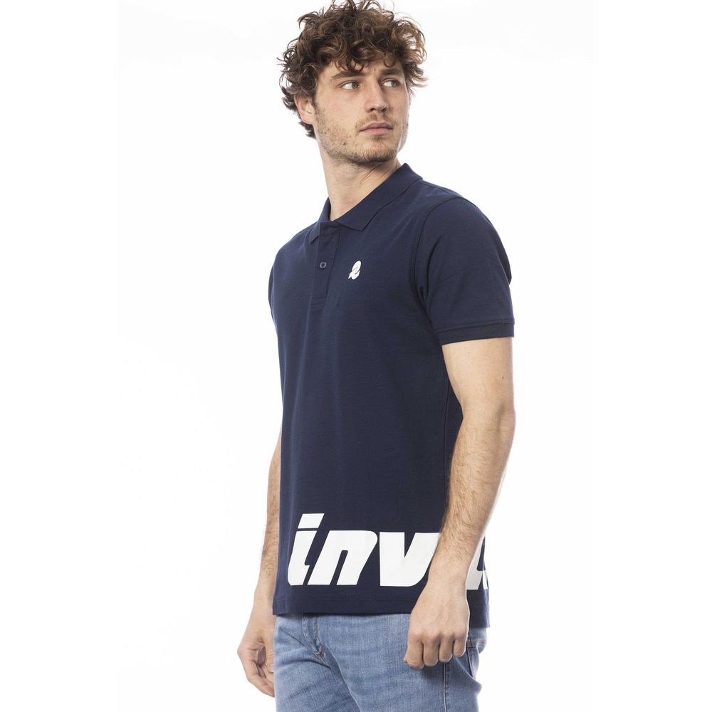 Blue Cotton Men Polo Shirt