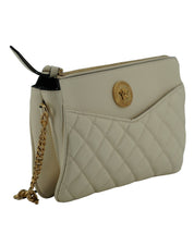 Elegant White Lamb Leather Crossbody Pouch