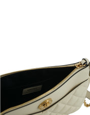 Elegant White Lamb Leather Crossbody Pouch