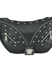 Elegant Black Leather Hobo Shoulder Bag