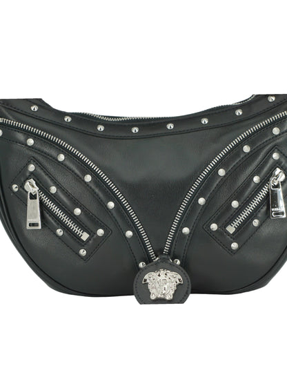 Elegant Black Leather Hobo Shoulder Bag