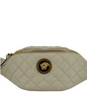 Elegant White Lamb Leather Belt Bag