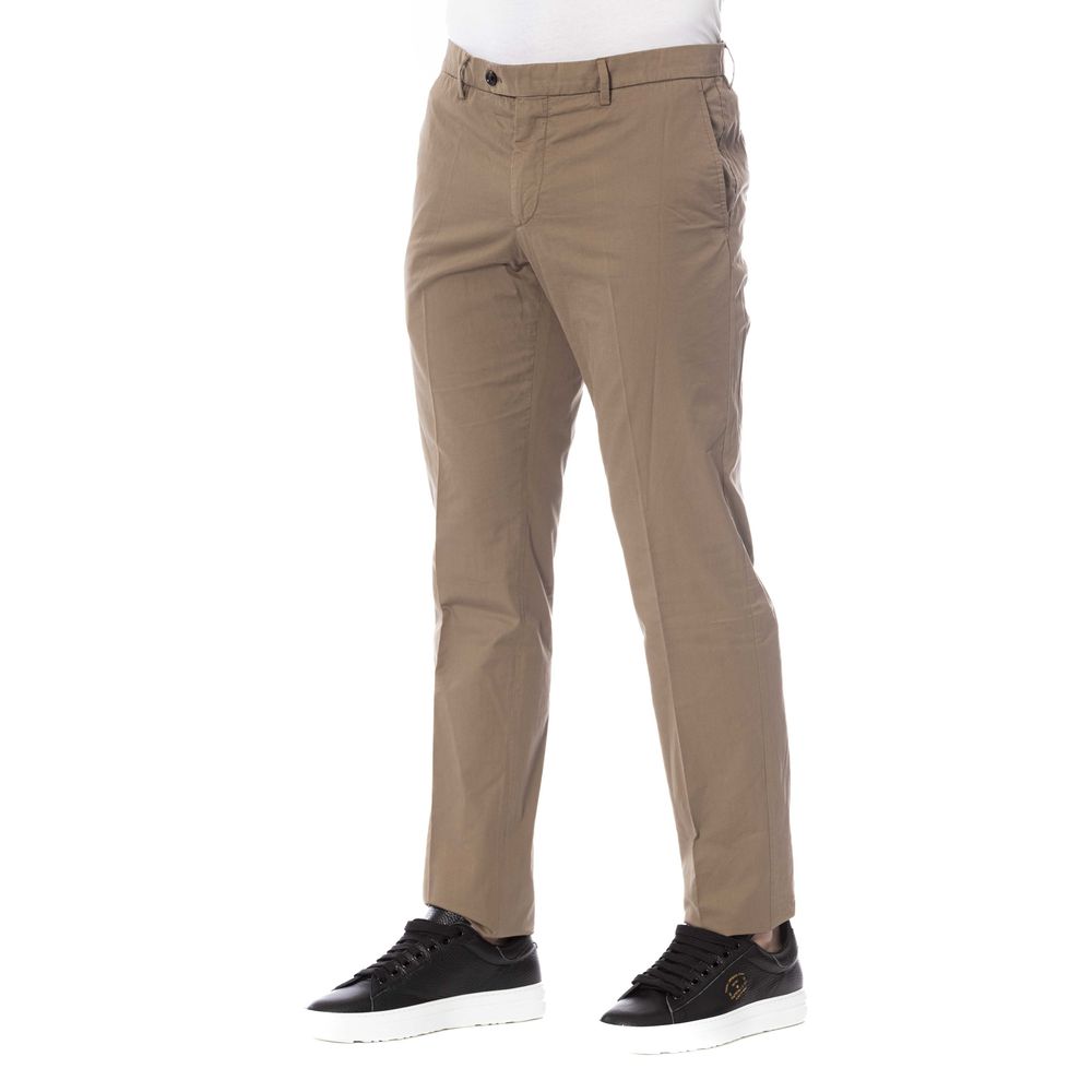 Brown Cotton Men Trousers