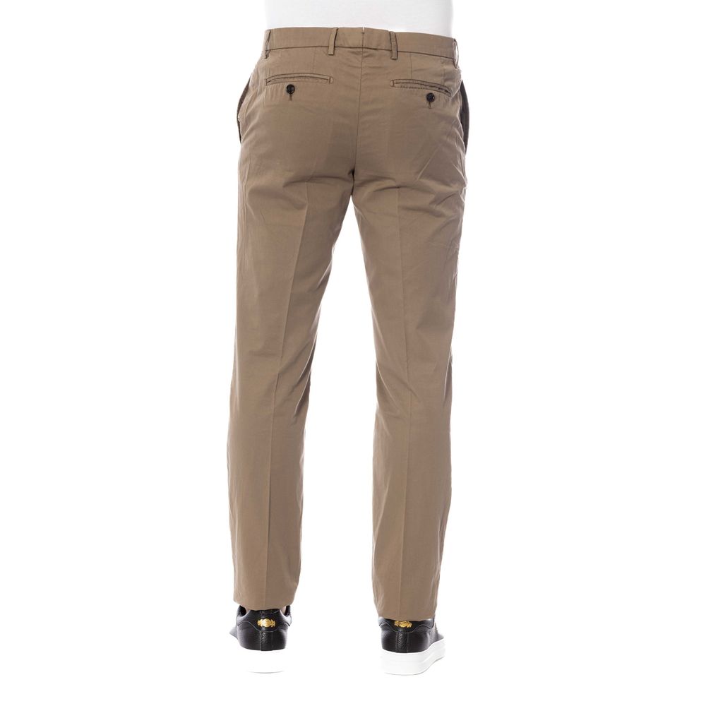 Brown Cotton Men Trousers