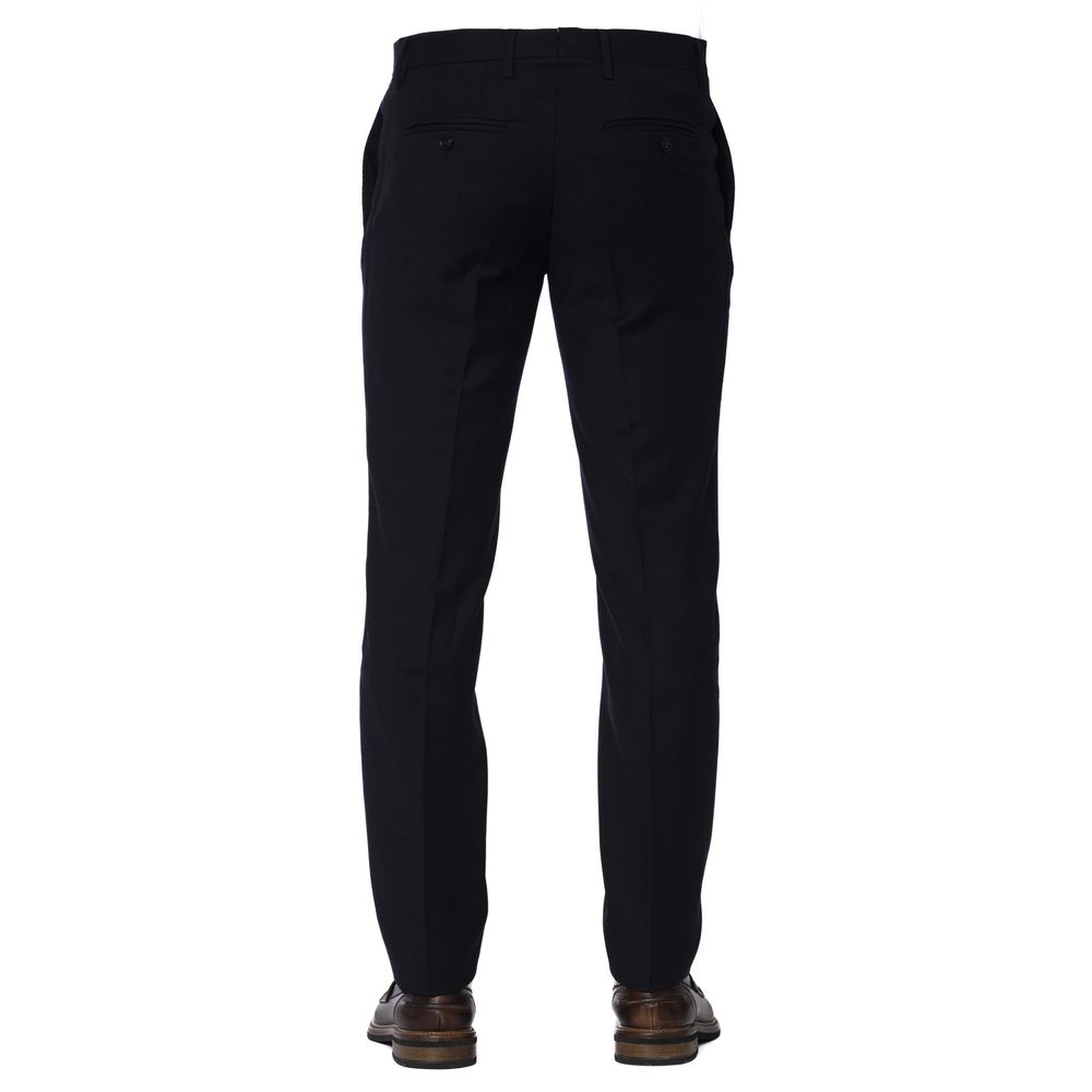 Blue Wool Men Trousers