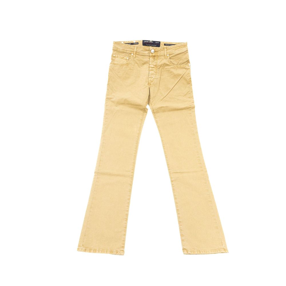 Beige Cotton Men Jeans