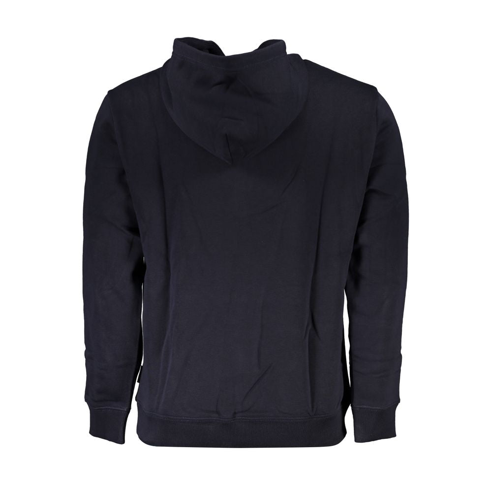 Blue Cotton Men Hooded Sweater