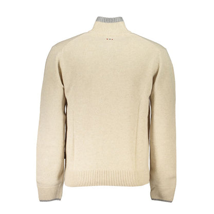 Beige Fabric Men Sweater