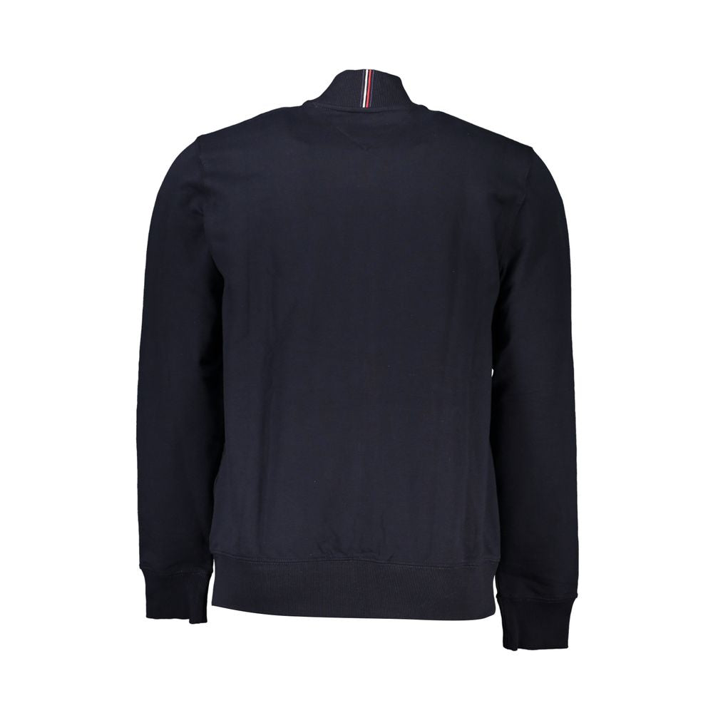 Sleek Blue Zip Sweatshirt with Embroidery Detail