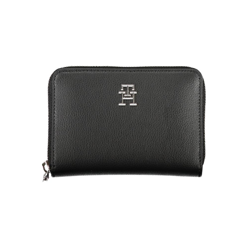 Elegant Black Zip Wallet with Multiple Compartments